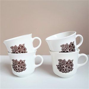 4 Vintage Corelle by Corning small coffee mugs.